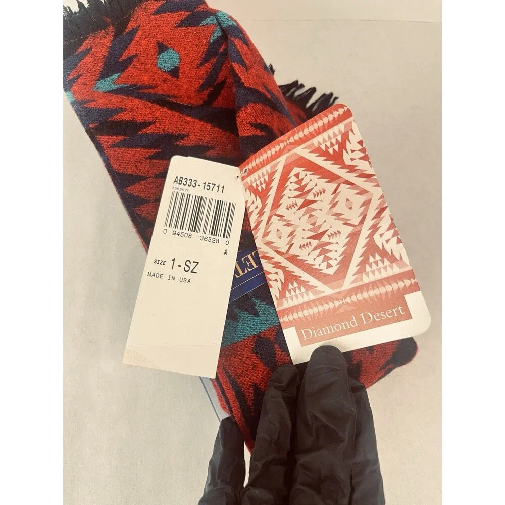 Pendleton Diamond Desert Knit Headband Scarf Red Wool Blend Made USA NWT